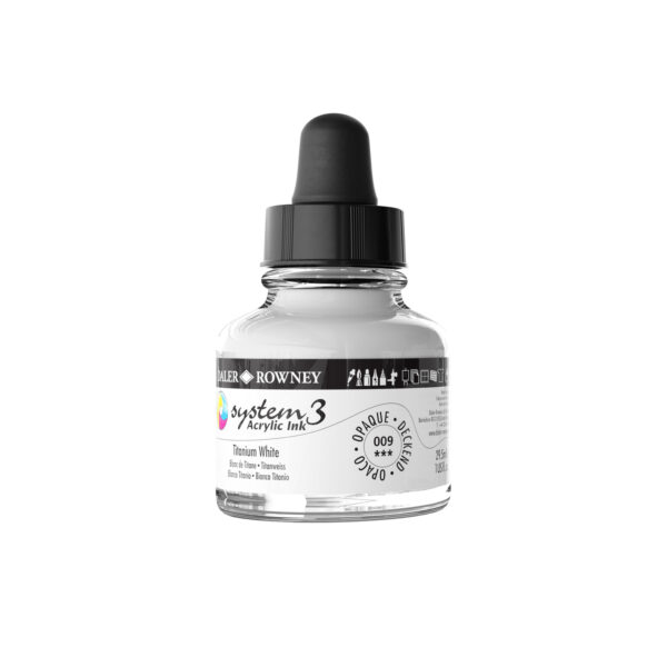 Daler-Rowney System3 Opaque Drawing Ink 29.5mL Titanium White - Image 2