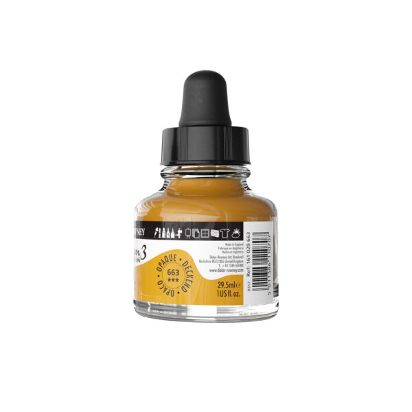 Daler-Rowney System3 Opaque Drawing Ink 29.5mL Yellow Ochre - Image 2