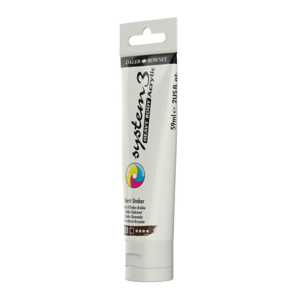 Daler-Rowney System3 Heavy Bodied Acrylic Paint 59ml Burnt Umber - Image 2