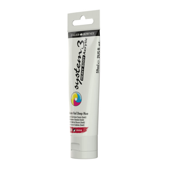 Daler-Rowney System3 Heavy Bodied Acrylic Paint 59ml Cadmium Red Deep Hue - Image 2