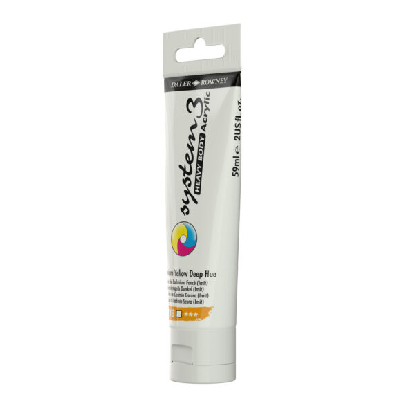 Daler-Rowney System3 Heavy Bodied Acrylic Paint 59ml Cadmium Yellow Deep - Image 2