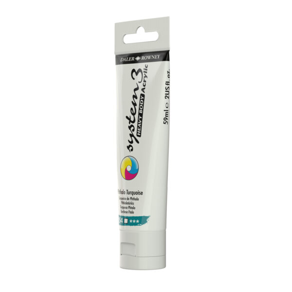 Daler-Rowney System3 Heavy Bodied Acrylic Paint 59ml Phthalo Turquoise - Image 2