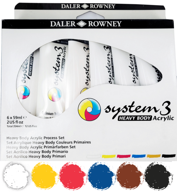 Daler-Rowney System3 Heavy Bodied Acrylic Paint 6 x 59ml Starter Set