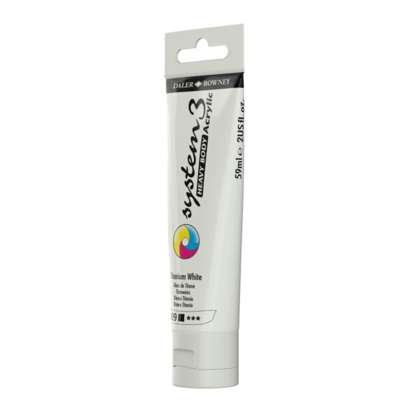 Daler-Rowney System3 Heavy Bodied Acrylic Paint 59ml Titanium White - Image 2