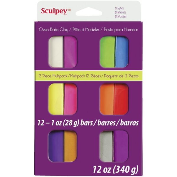 Sculpey III Modelling Medium Bright Colours 12 x 28g Blocks