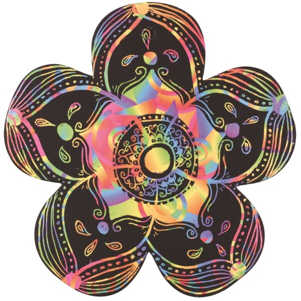 Rainbow Reveal Scratch Art - Flowers Pack of 12 w/ Scrapers & Ribbons - Image 2