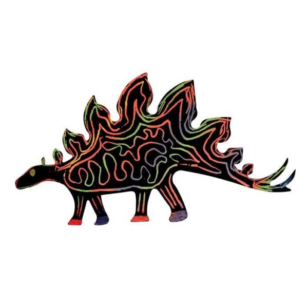 Rainbow Reveal Scratch Art - Dinosaurs 6 Designs Pack of 24 w/ Scrapers - Image 2