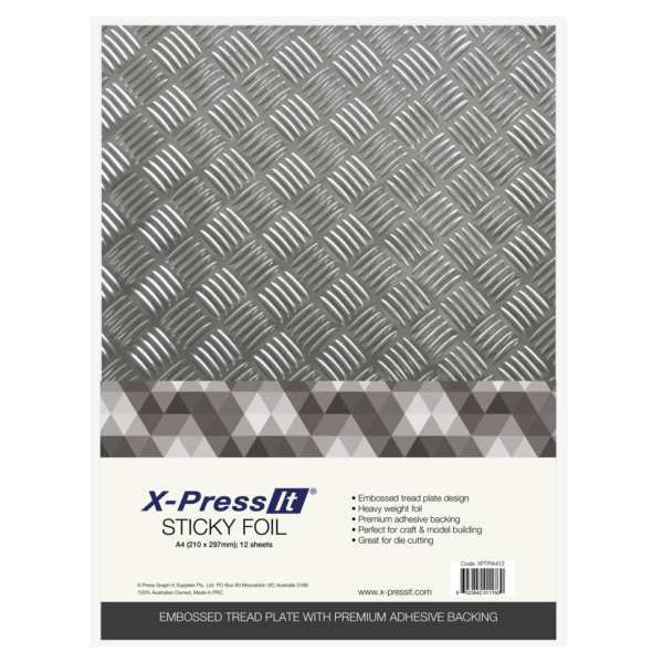 X-Press It A4 Sticky Foil Tread Plate 12 Sheets