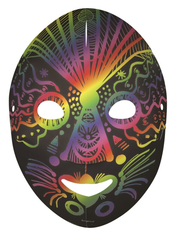 Rainbow Reveal Scratch Art - Full Face Mask Pack of 20 w/ Scrapers - Image 2