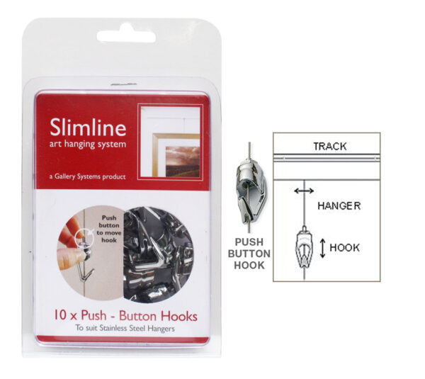 Slimline System Push Button Hooks Pk 10