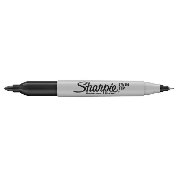 Sharpie Twin Tip Permanent Marker Black Box of 12
