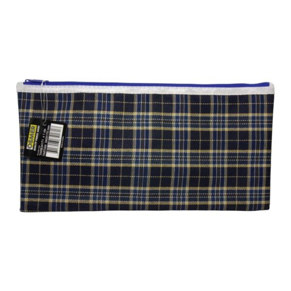 Blue Tartan Polyester Pencil Case - 34cm x 17cm