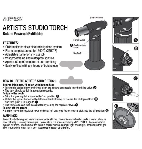 Artist Studio Handheld Butain Flame Torch 1300°c - Image 5