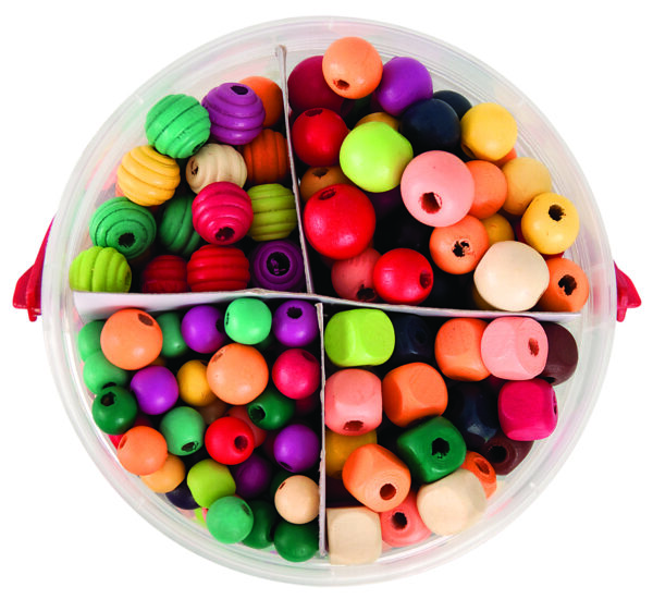 Basics Wooden Beads with Cord Assorted 575g - Image 2