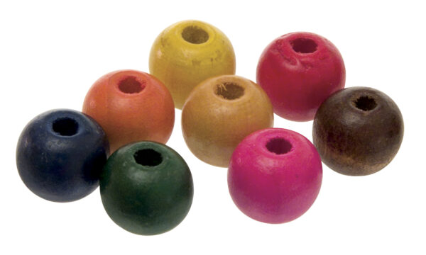 Coloured Wooden Beads 12mm Round Bag of 100