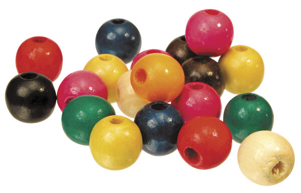 Coloured Wooden Beads 16mm Round Bag of 100
