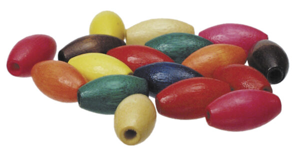 Coloured Wooden Beads 25mm Oval Bag of 100