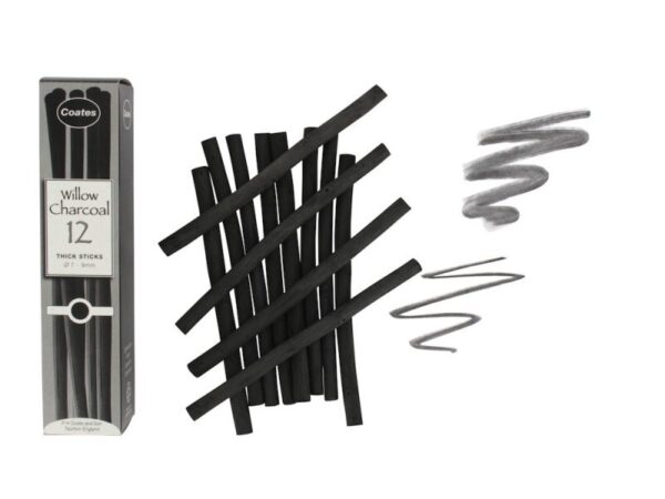 Coates Willow Charcoal Sticks Thick (7-9mm) - Pack 12