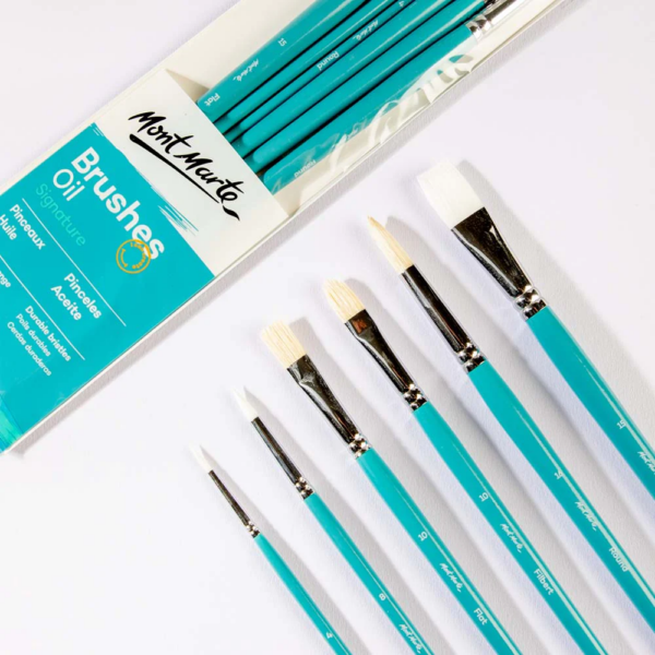 Mont Marte Gallery Series Brush Set Oils 6pce (2 x Flat, 3 x Round & 1 x Filbert) - Image 2