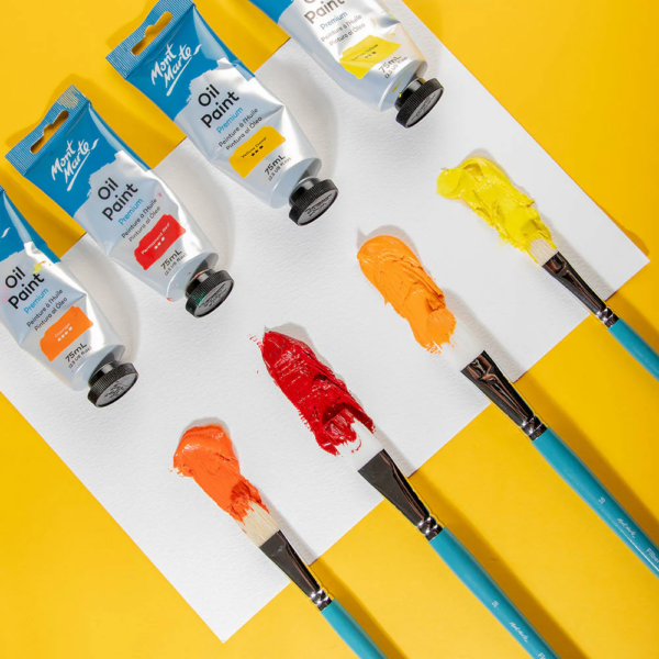 Mont Marte Gallery Series Brush Set Oils 4pce (1 x Flat, 2 x Filbert & 1 x Bright) - Image 3