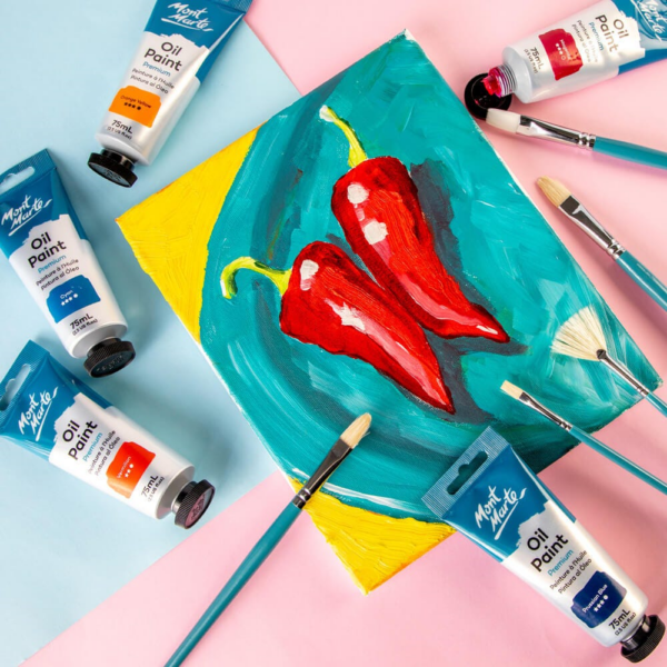 Mont Marte Gallery Series Brush Set Oils 5pce (2 x Flat, 2 x Filbert & 1 x Fan) - Image 2