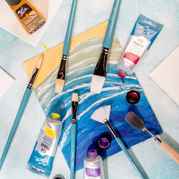 Mont Marte Gallery Series Brush Set Oils 5pce (2 x Flat, 1 x Fan, 1 x Filbert & 1 x Bright) - Image 3