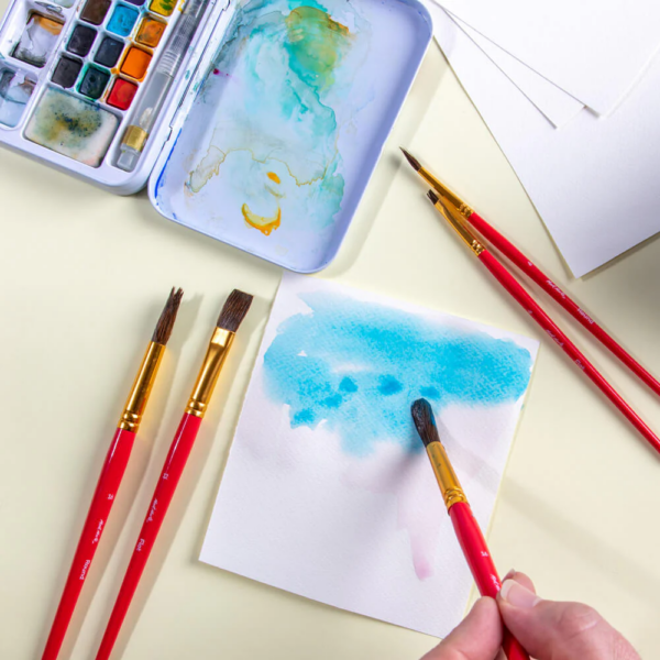 Mont Marte Gallery Series Brush Set Watercolour 5pce (2 x Flat, 2 x Round & 1 x Mop) - Image 3