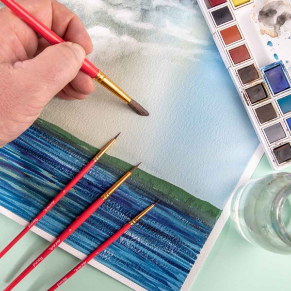 Mont Marte Gallery Series Brush Set Watercolour 4pce (3 x Round & 1 x Mop) - Image 3